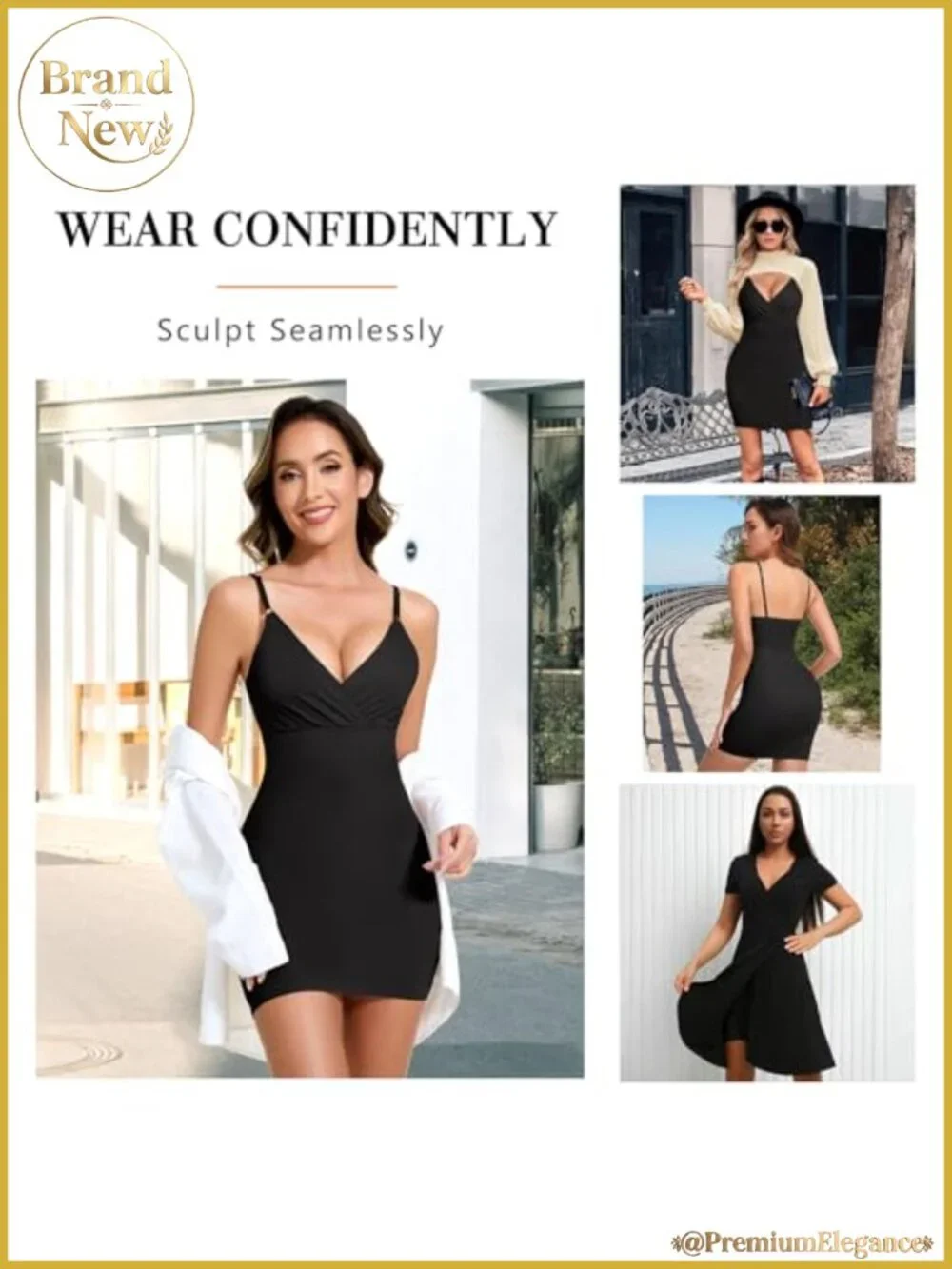 Shapewear Slip Dress for Women V-Neck Tummy Control Full Slip Nylon Spandex